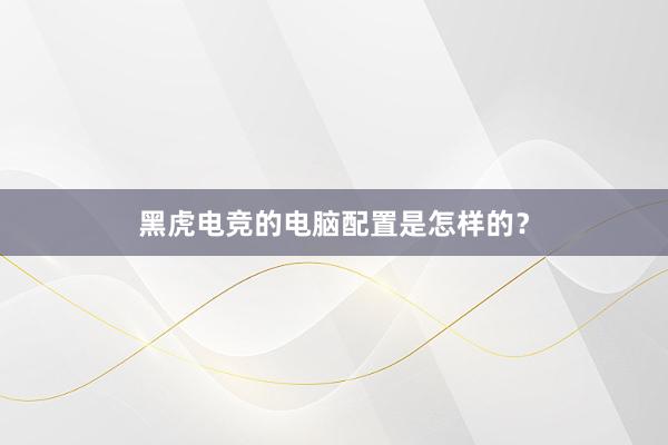 黑虎电竞的电脑配置是怎样的？